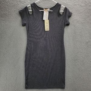 AZZ Trading Cold Shoulder Dress Womens Size Small Gray NWT